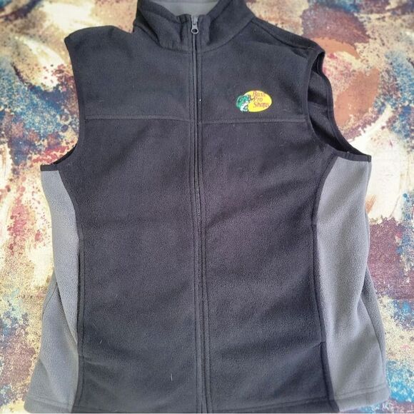 Bass Pro Shops Men Jacket Medium Black Gray  Vest Logo Embroidered Full Zip - Picture 1 of 7
